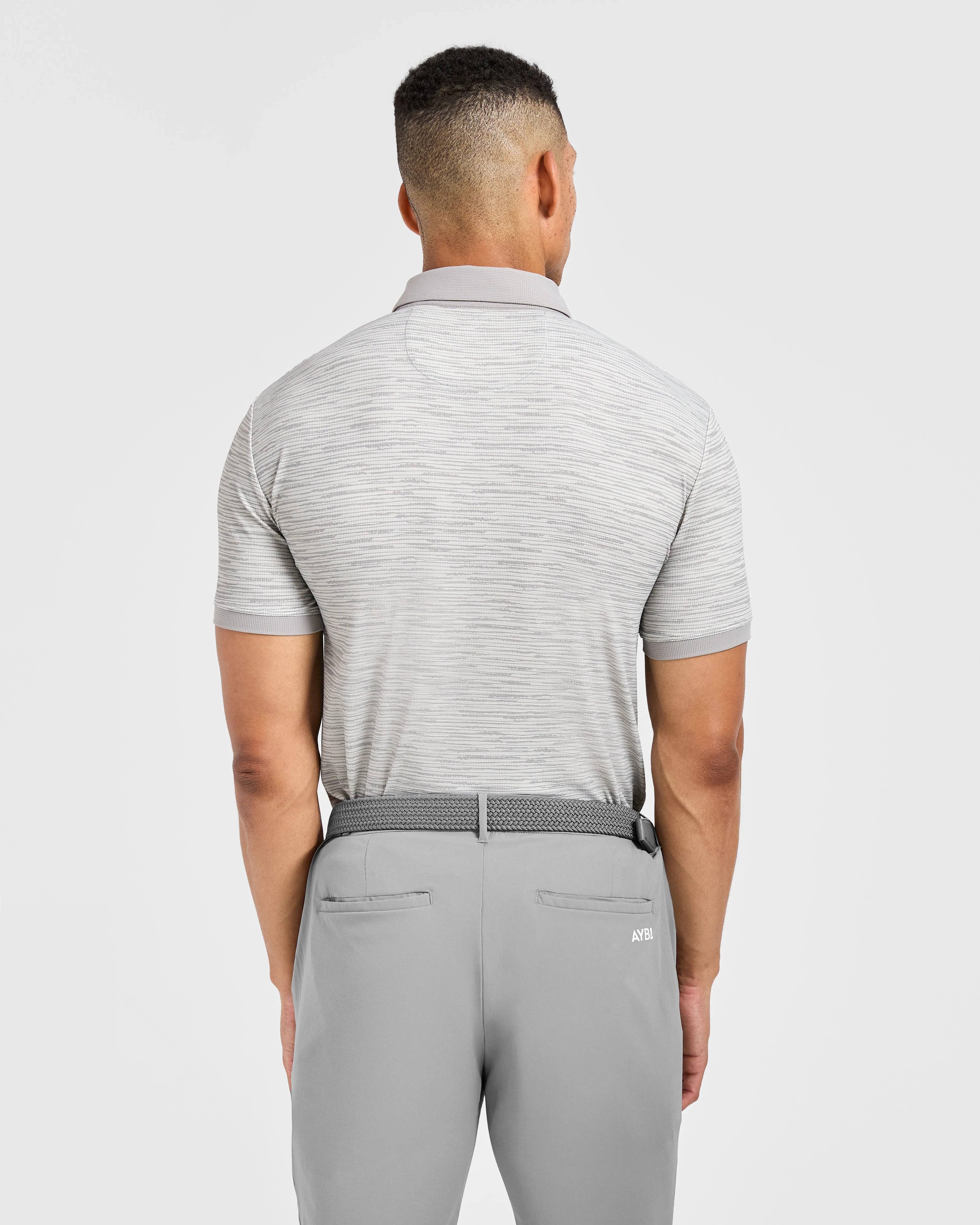 Ventilated Side Gussets Breathable Knitwear Precision Stripe Polo - Grey
