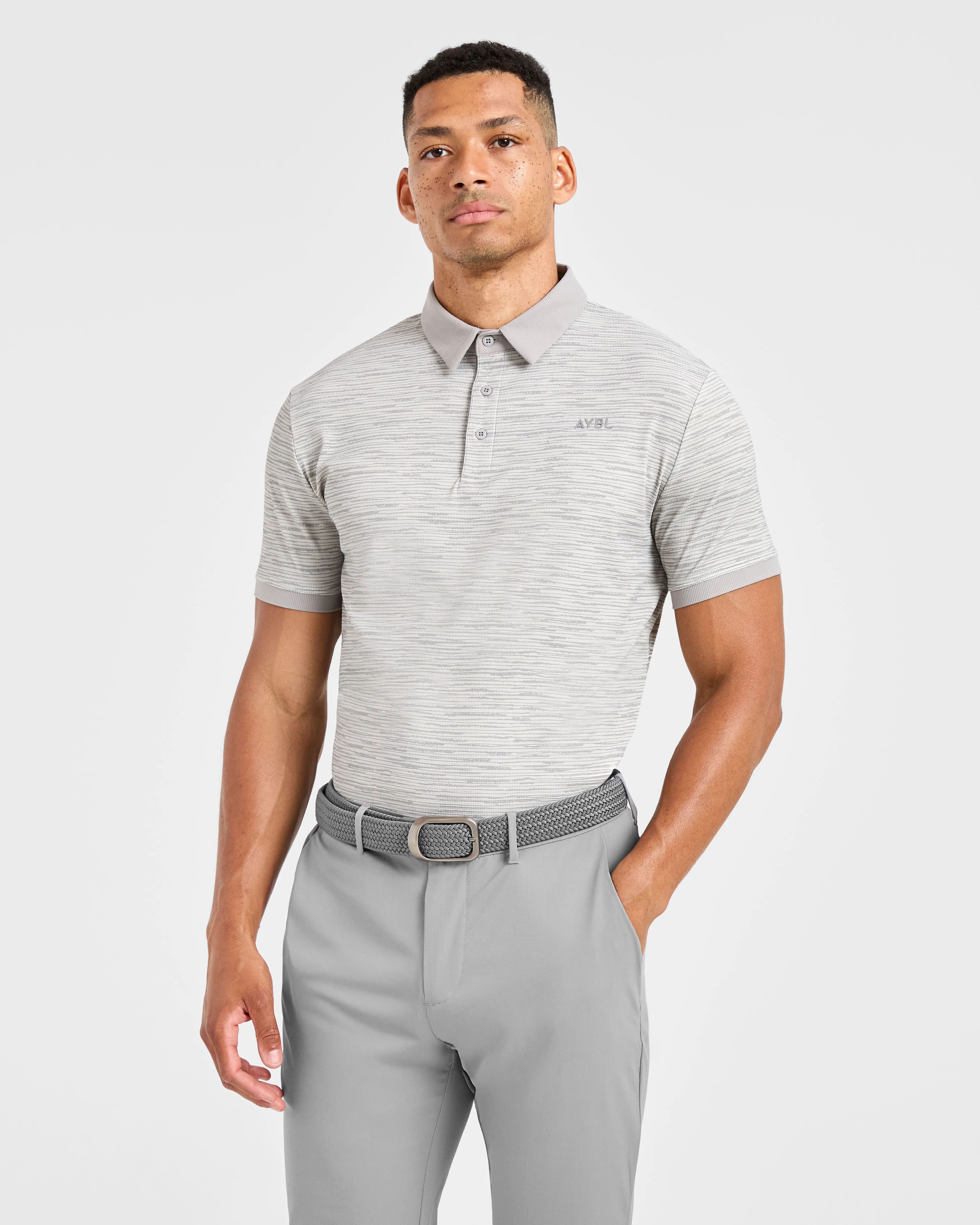 Precision Stripe Polo - Grey TearResistant Fiber