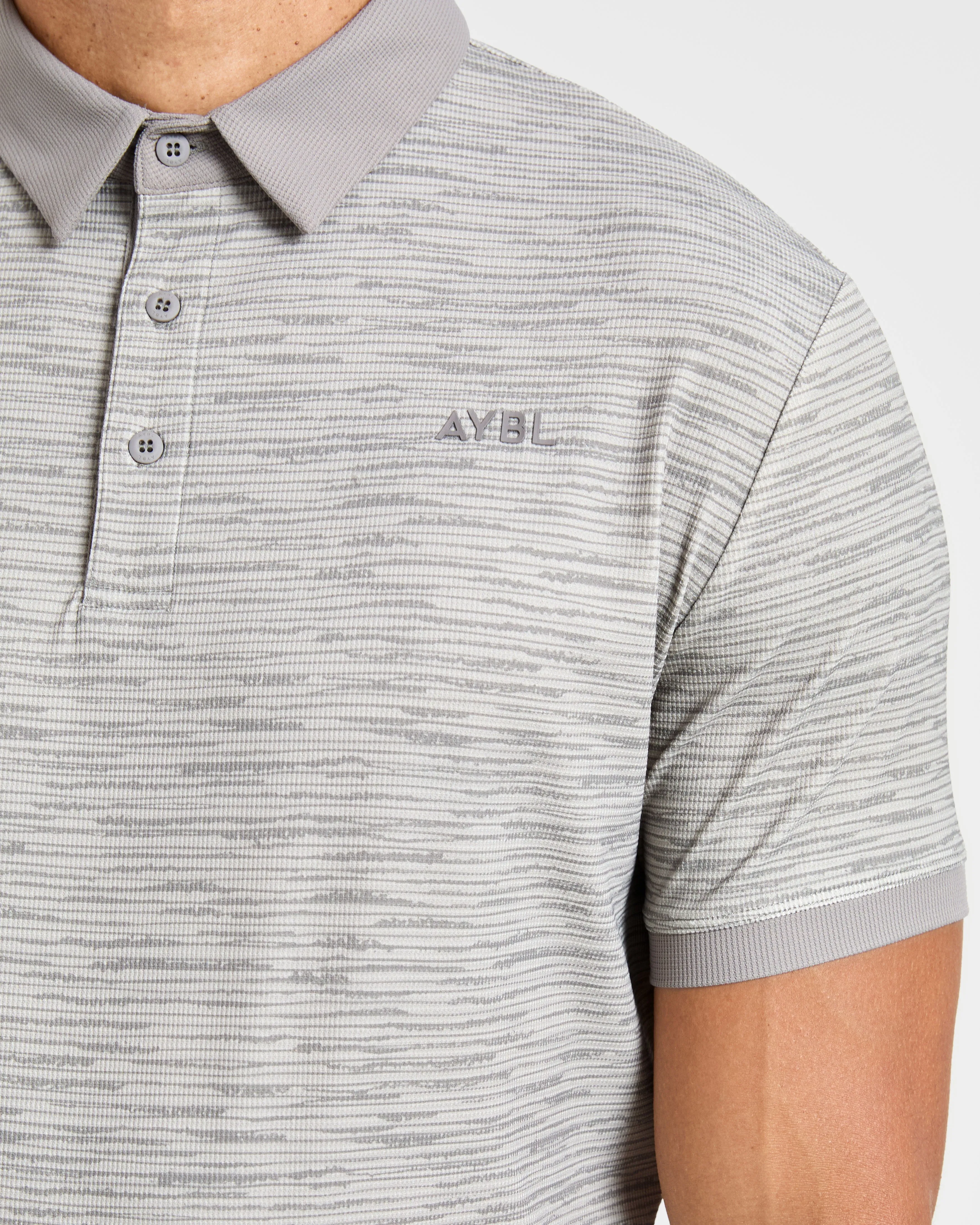 Comfortable Stretch Precision Stripe Polo - Grey