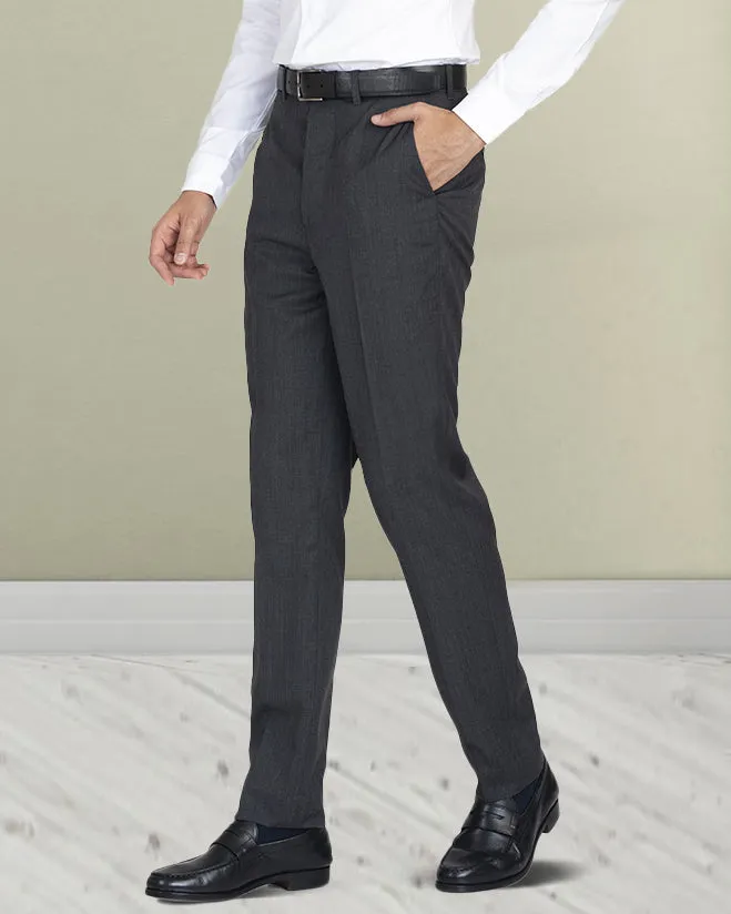 Washable Wool Pants: Dark Grey Mid-rise fit Soft Touch