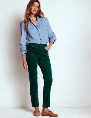 Smart Comfort High-Waisted Cord Slim Jeans-Emerald Night