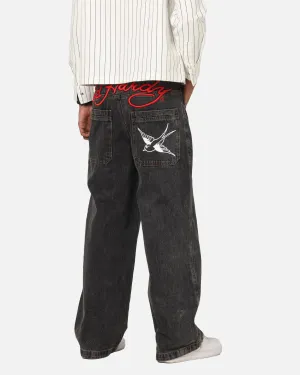 Ed Hardy Wide Leg Jeans Black Classic Outfit Streetwear Fan Night Out