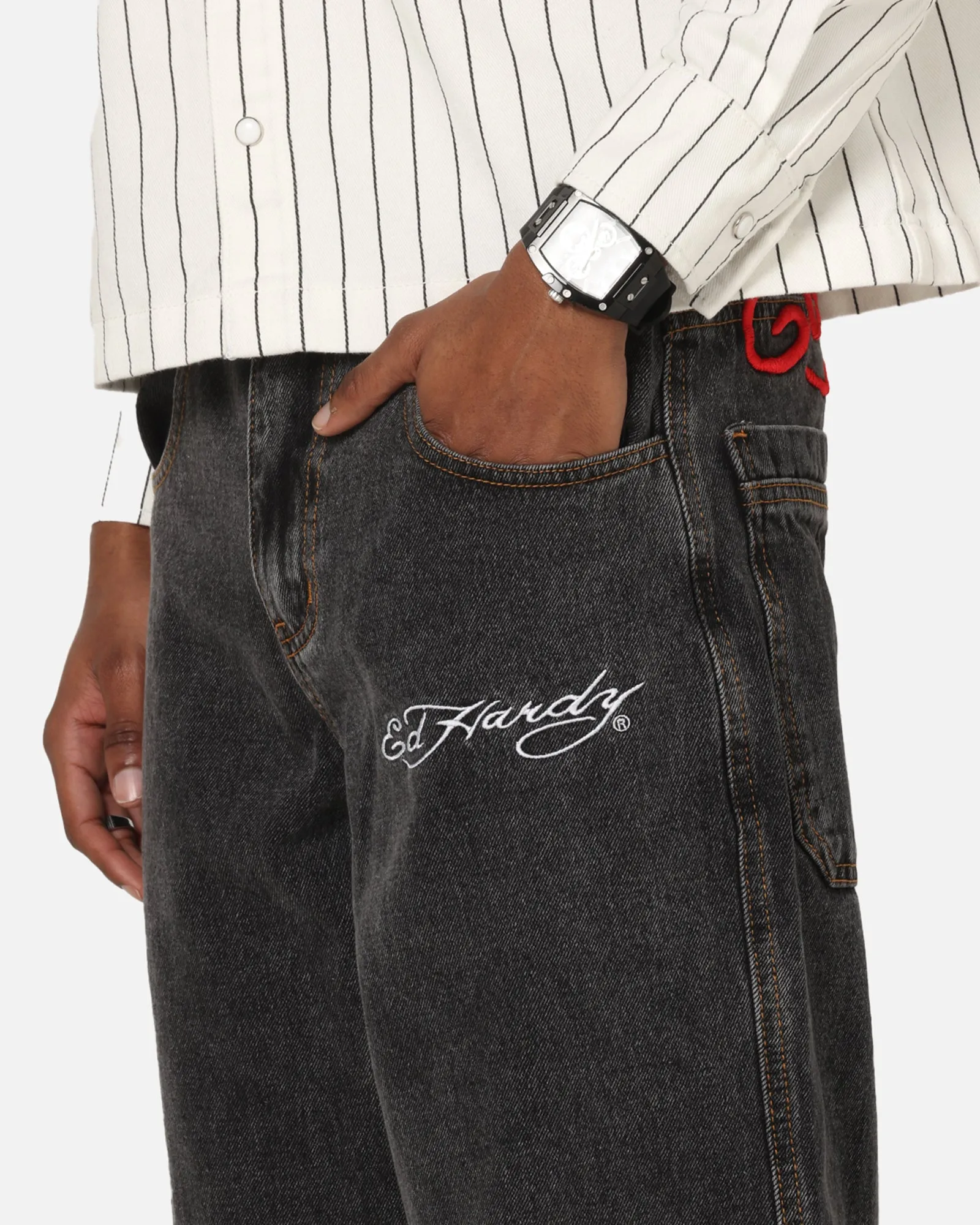 Ed Hardy Wide Leg Jeans Black Spring Mood Trendy