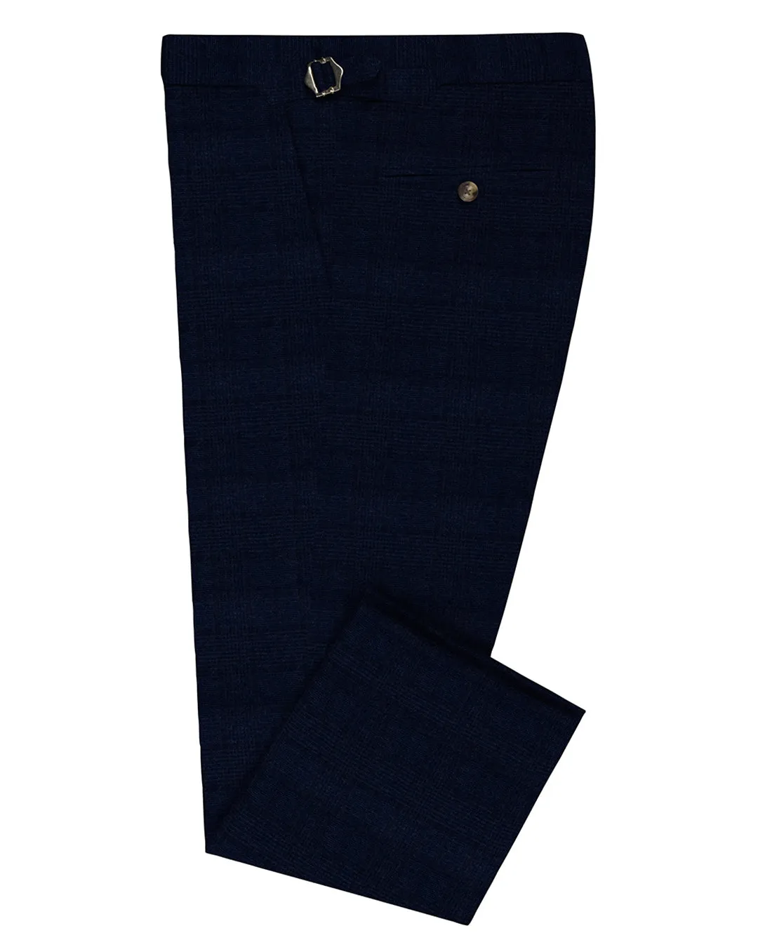 VBC Dark Blue Checks Pants Cuffed hem