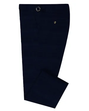 VBC Dark Blue Checks Pants Cuffed hem