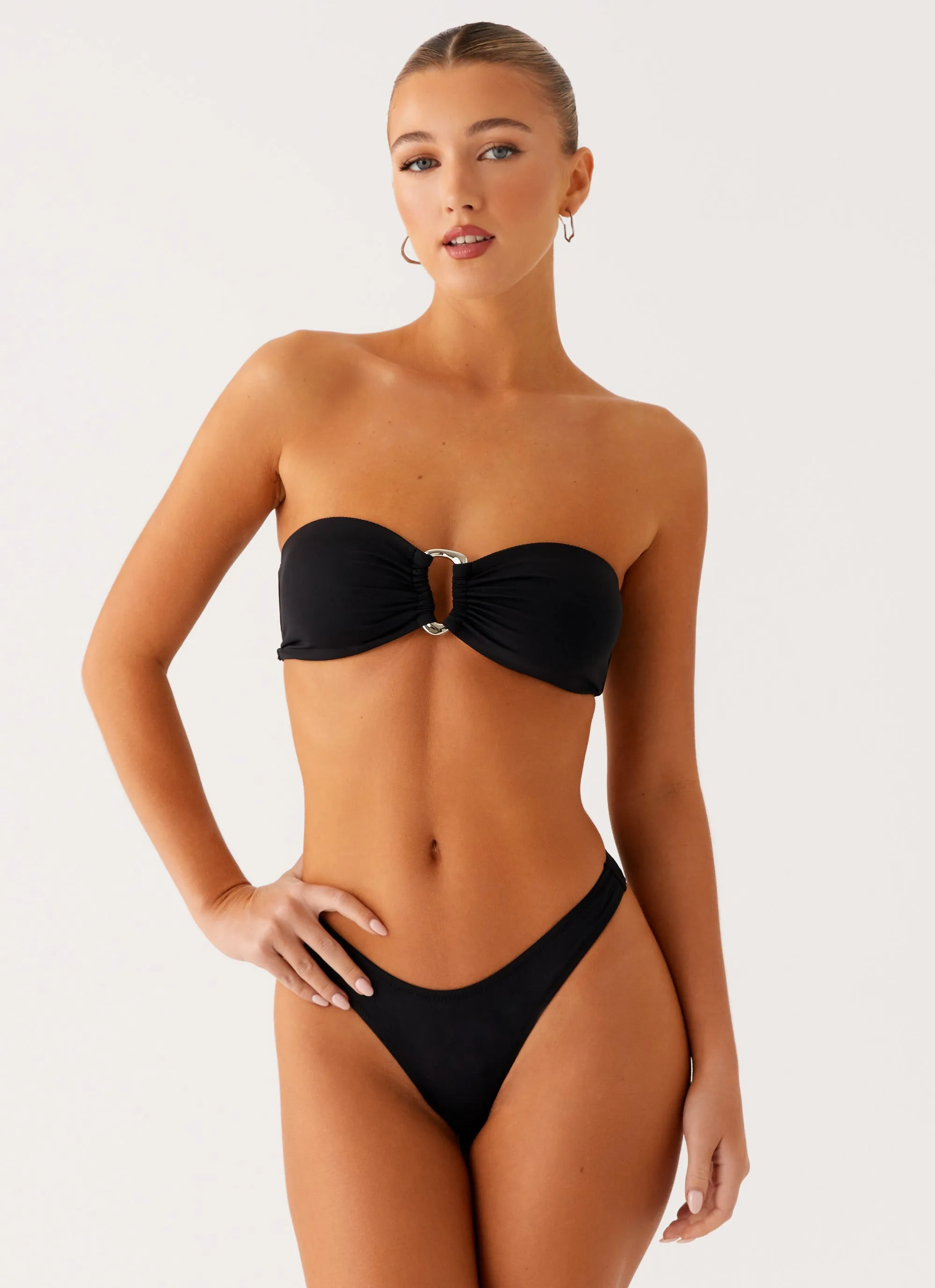 Cuba Strapless Bikini Top - Black Stretchy-Material