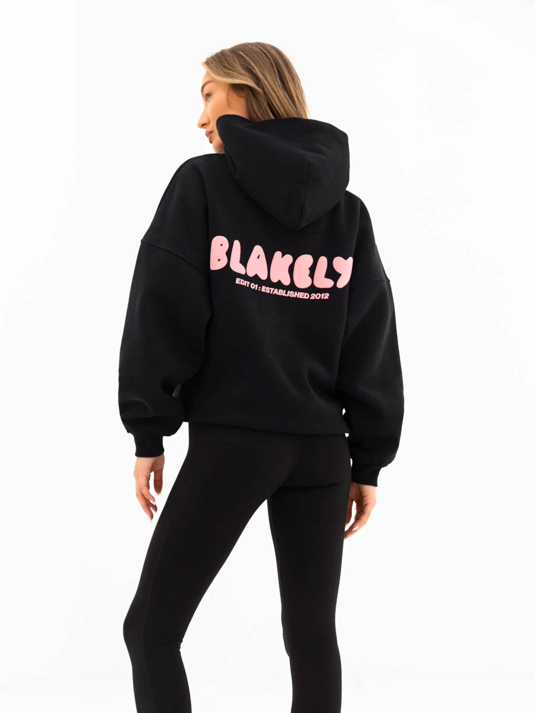 Cloud Print Oversized Hoodie - Black Minimalist Wardrobe City Feel