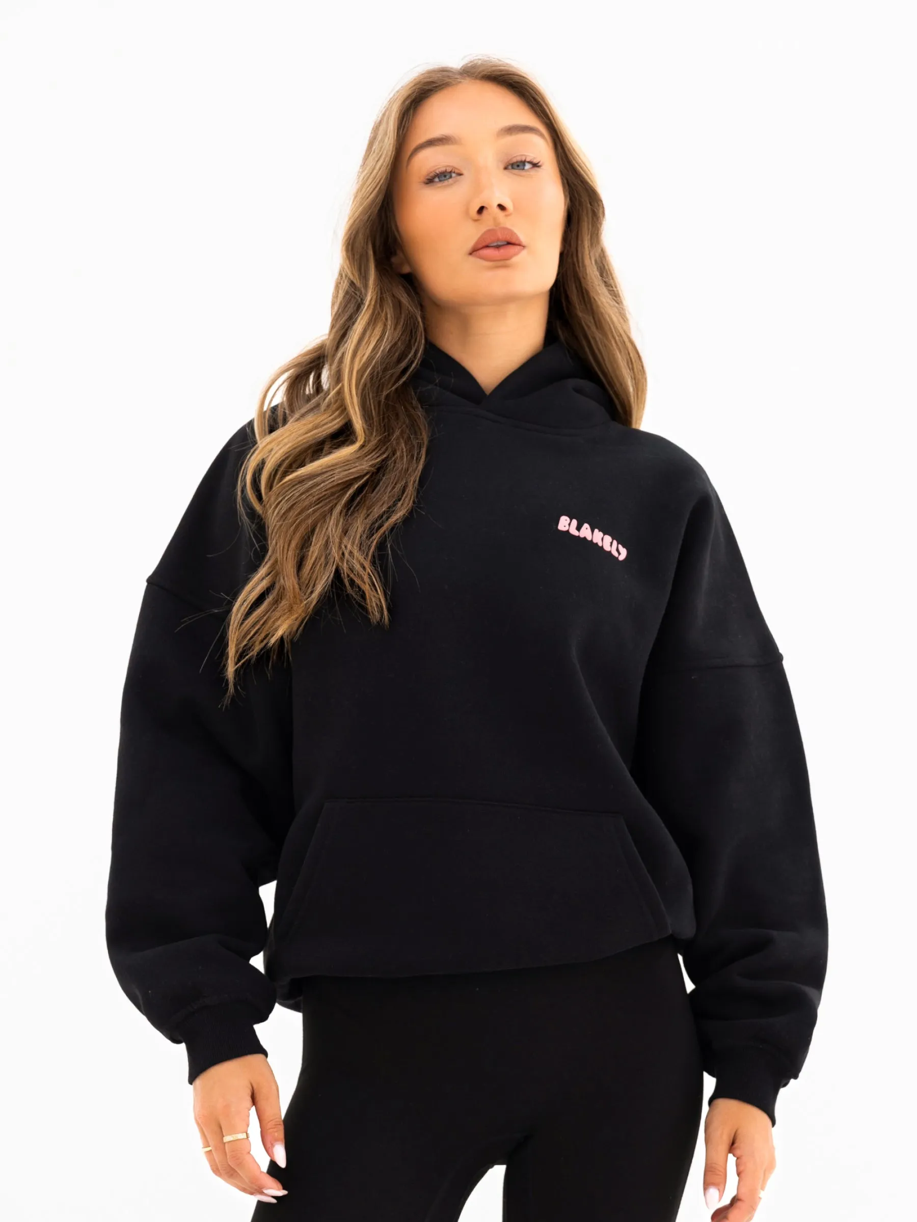 Wellness wear Cloud Print Oversized Hoodie - Black