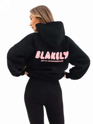 Youth Y2K Style Cloud Print Oversized Hoodie - Black