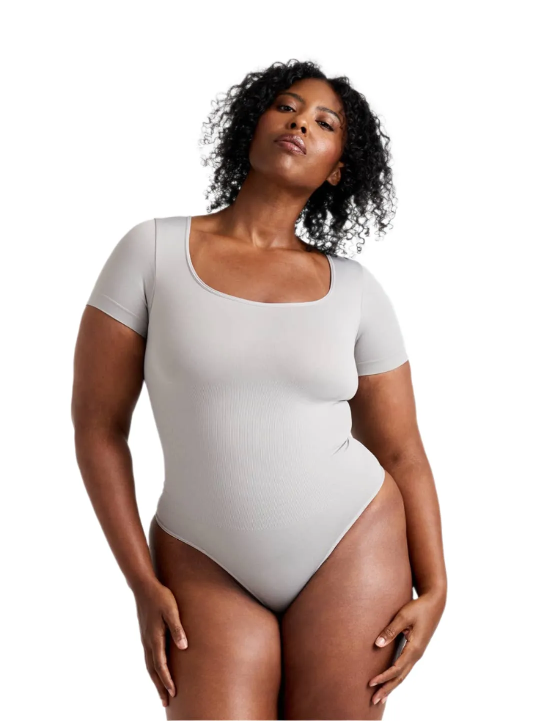 Square Neck Thong Bodysuit Basic Friends Urban Fancy