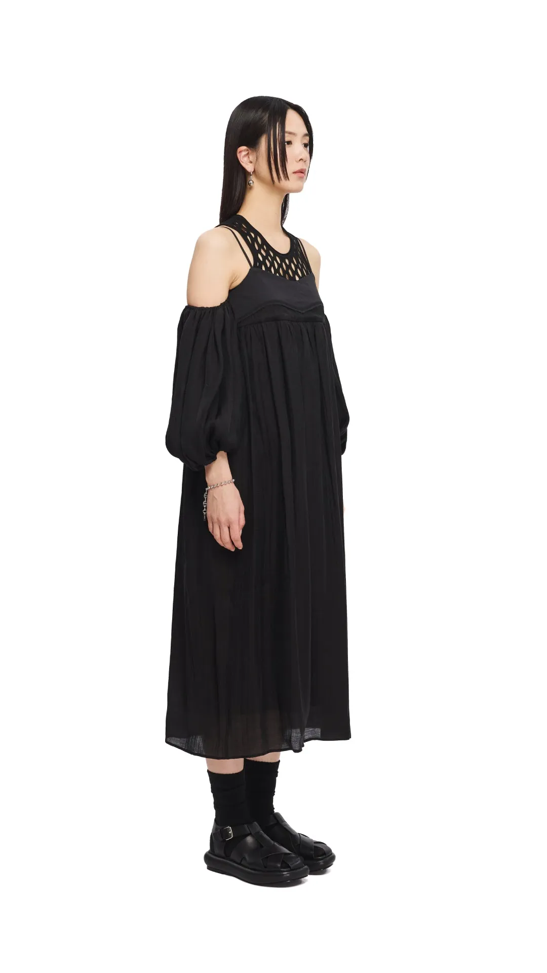 Commute Ease Cold Shoulder Dress