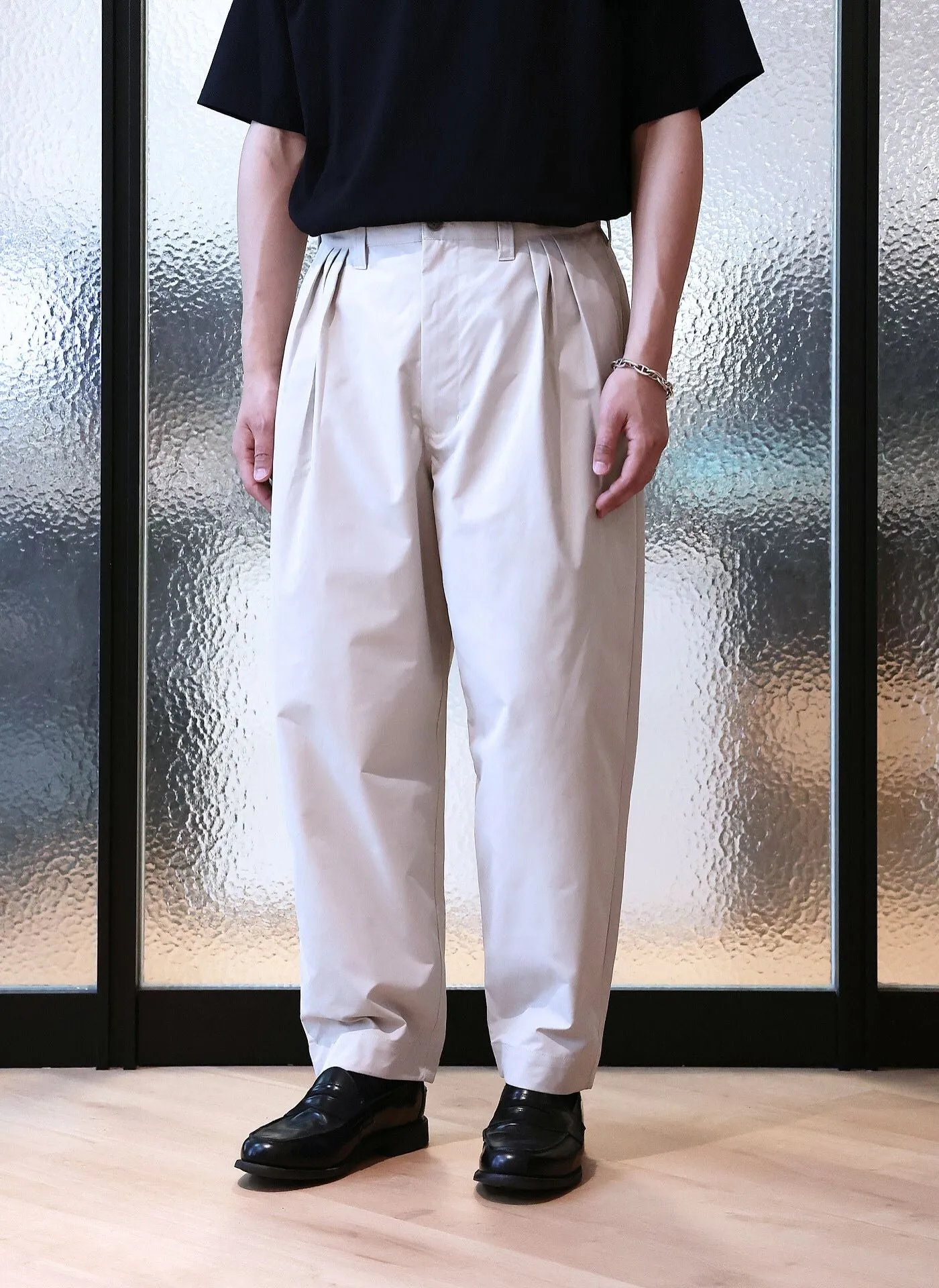 Lt. weight Cotton Touch Solotex Pleats Pants Stretchable Fabric