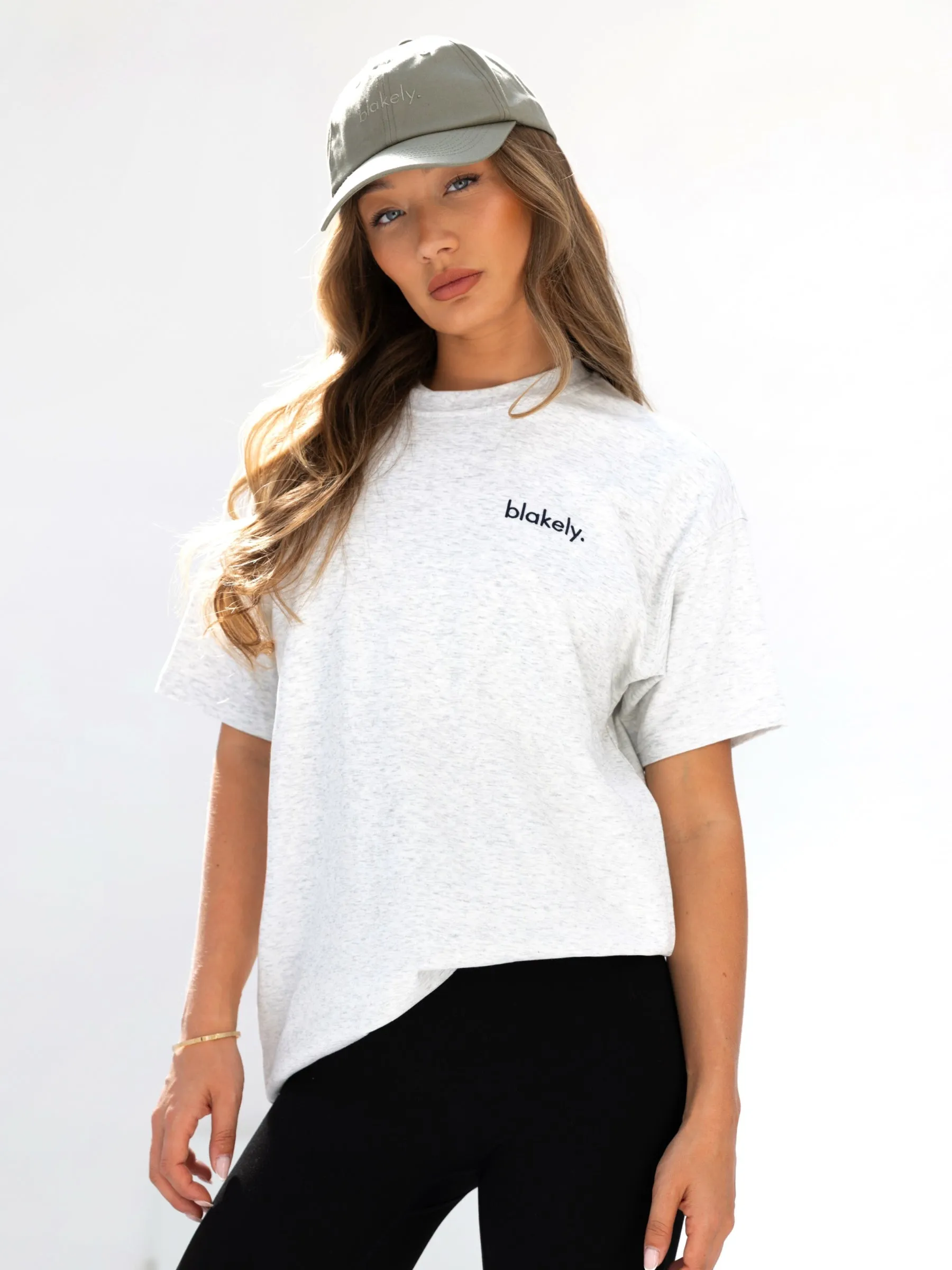 FlexibleKnit Durable Collar Construction Sami Oversized T-Shirt - Marl White