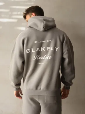 Minimalist Trim Italia Relaxed Hoodie - Stone Grey