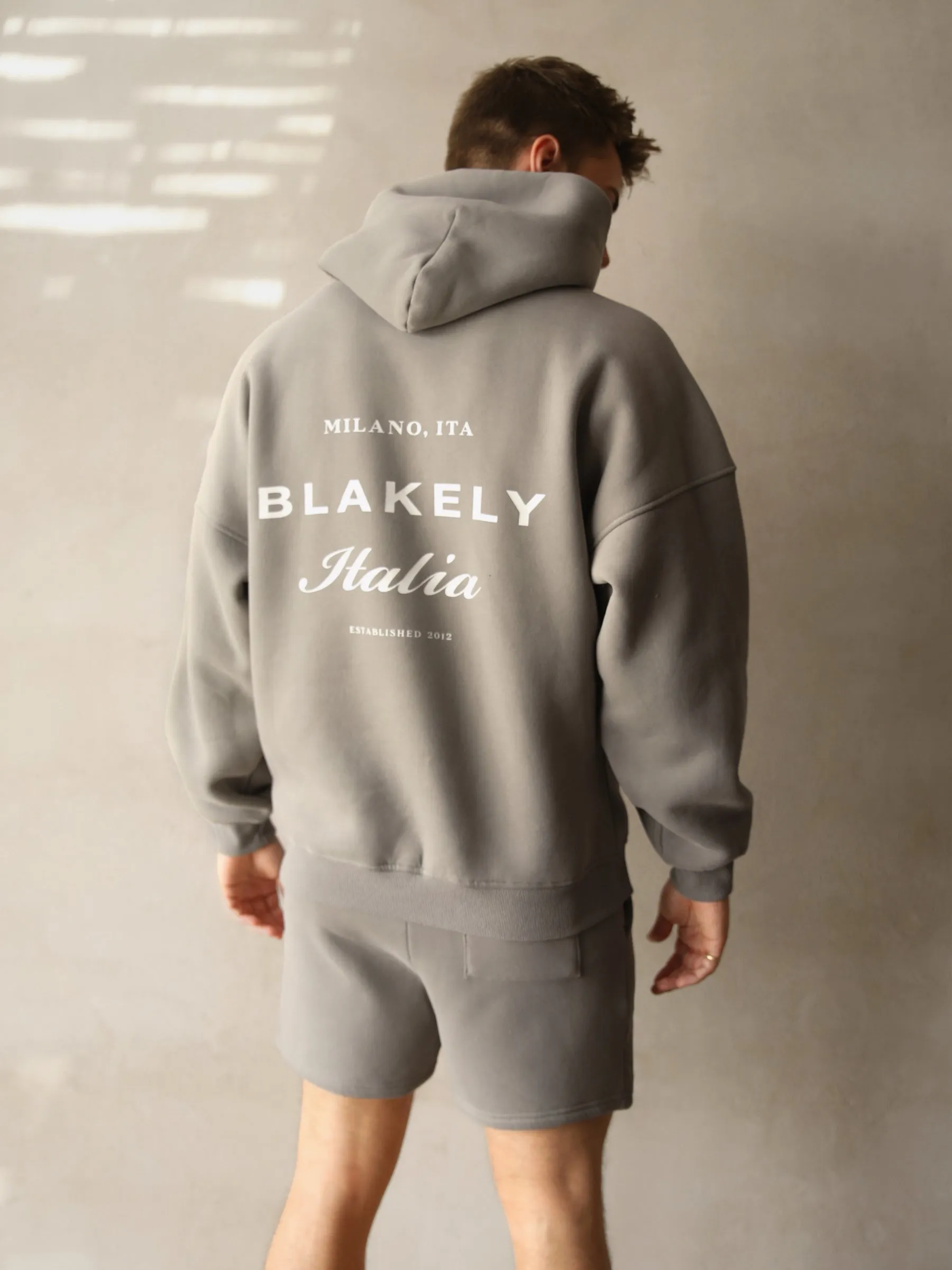 Sparkly details Park Stroll Italia Relaxed Hoodie - Stone Grey