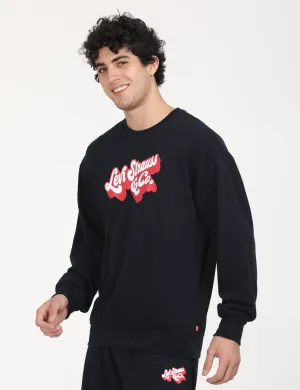 Men's Solid Navy Crew Neck Sweatshirt Double Welded Pockets