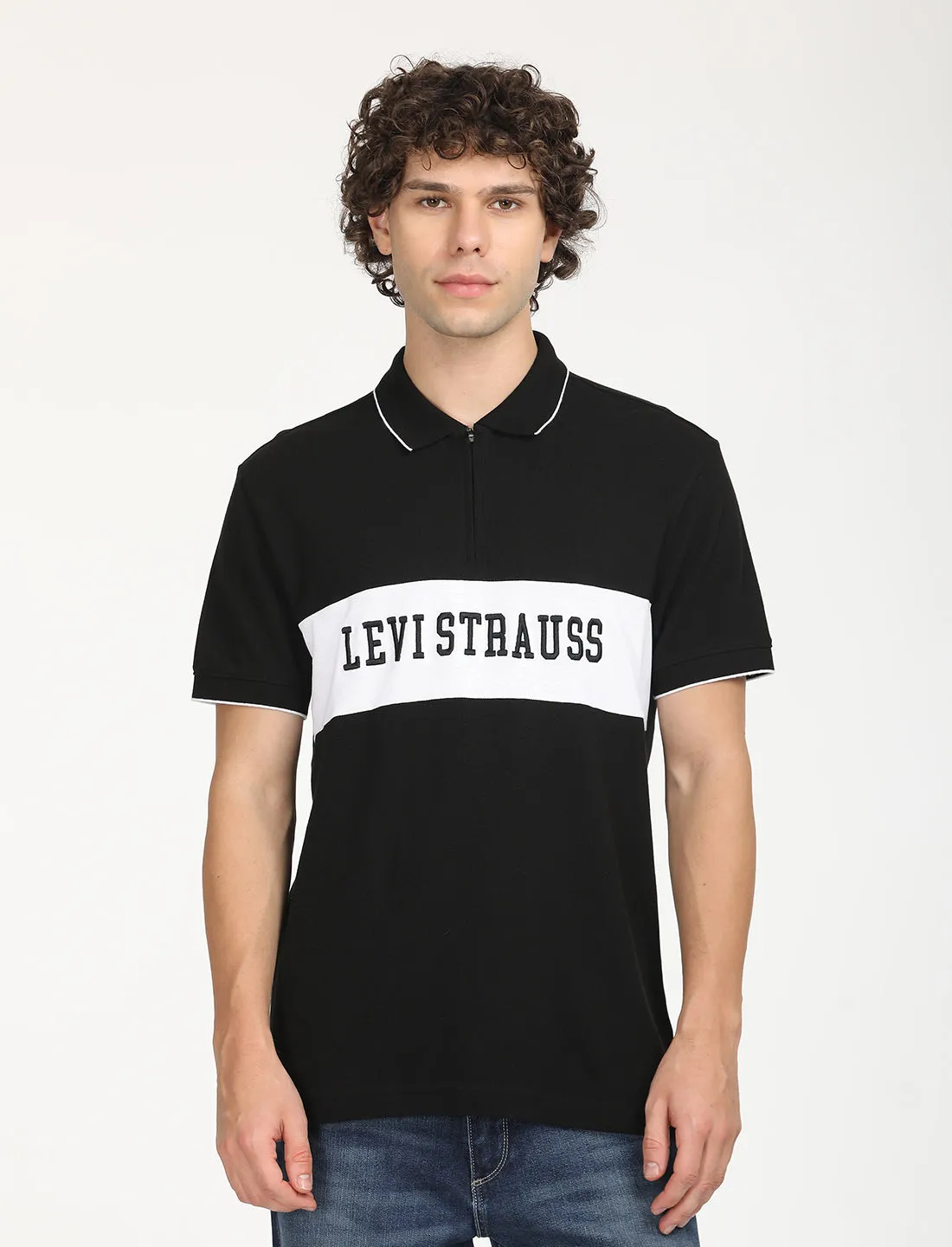 Men's Brand Logo Slim Fit  Polo T-shirt Yarn Dyed Collar Trendy Colors
