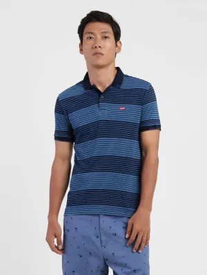 Versatile Style NonChafing Seam Placement Men's Striped Polo T-shirt