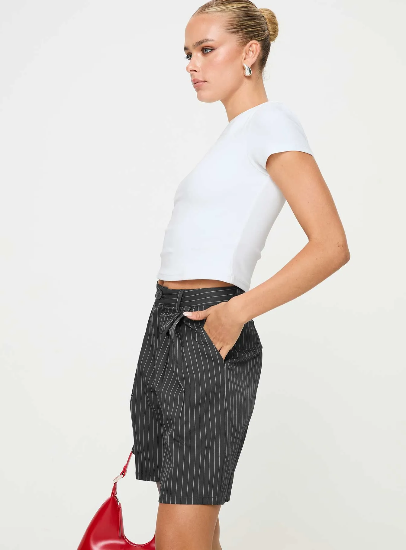 In Office Longline Shorts Grey PreShrunk Cotton ElasticFree