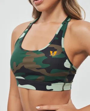 Power Sports Bra - Green Camo Medium-impact