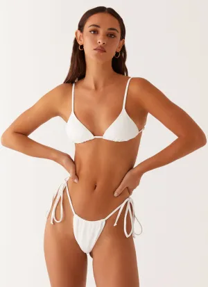 Calista Bikini Bottoms - White Durable Elastic Bindings Four Way Stretch Material