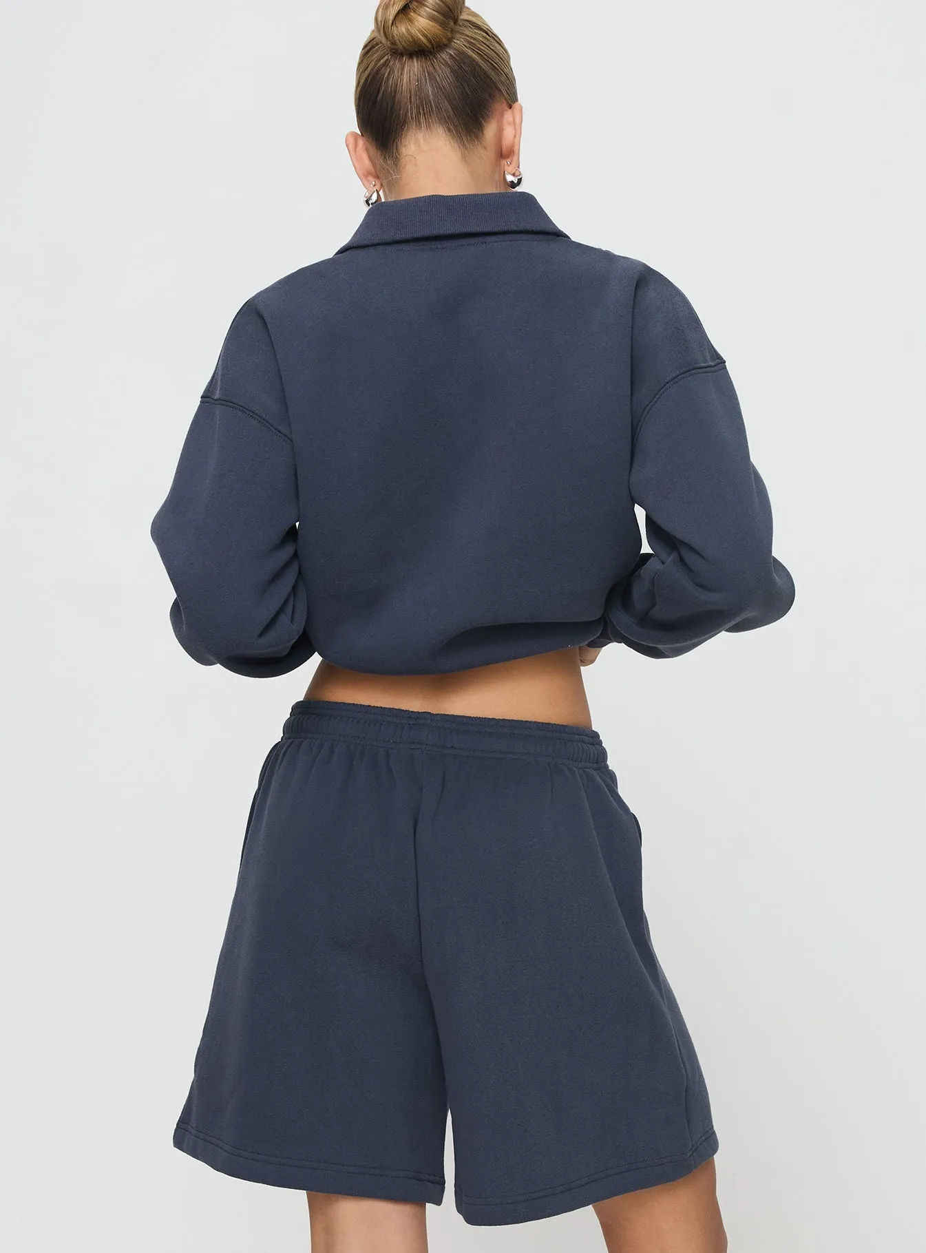 Group Mood Metal Core Dream Fleece Longline Shorts Navy