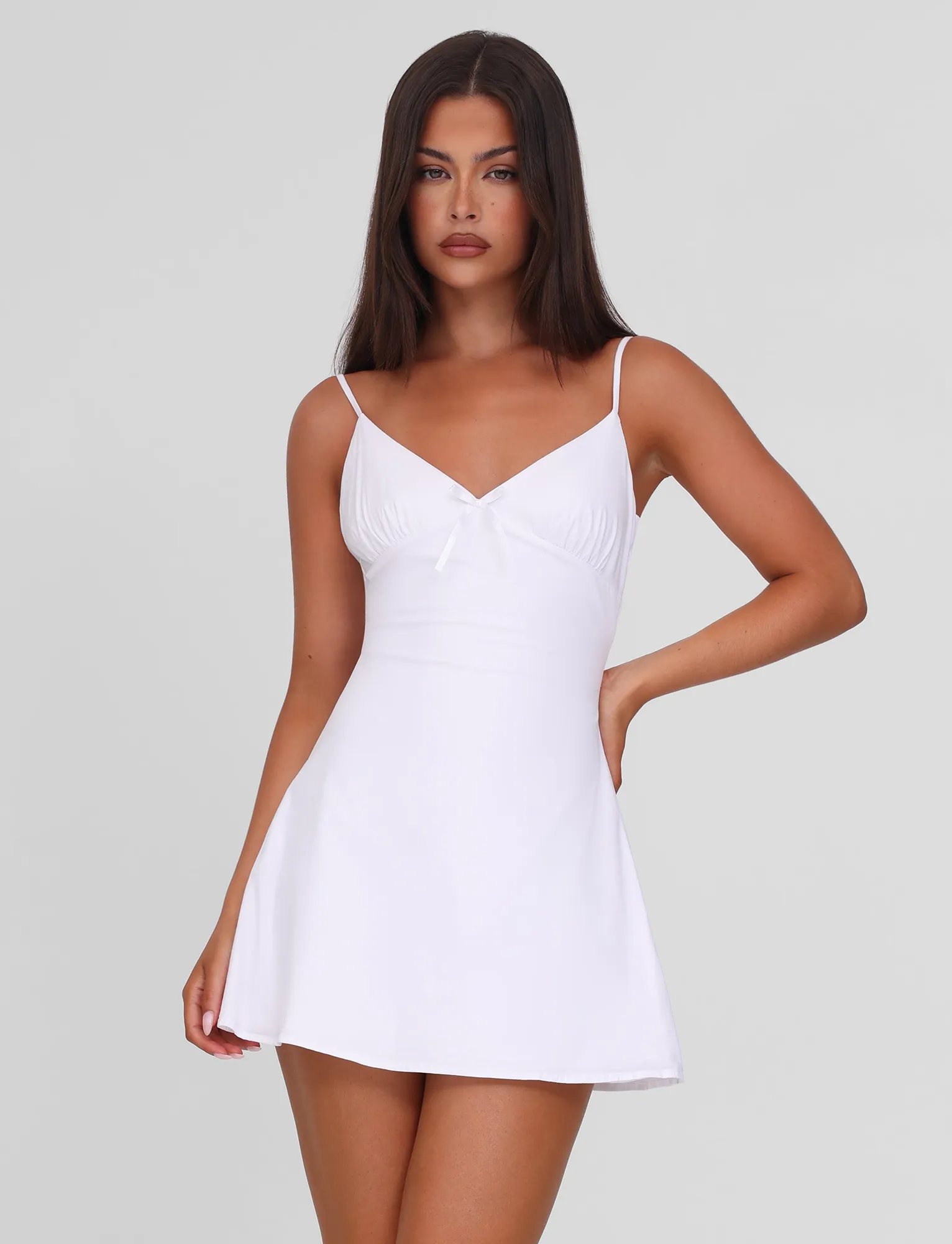WINNIE MINI DRESS - WHITE Cozy Drape Scandi Light
