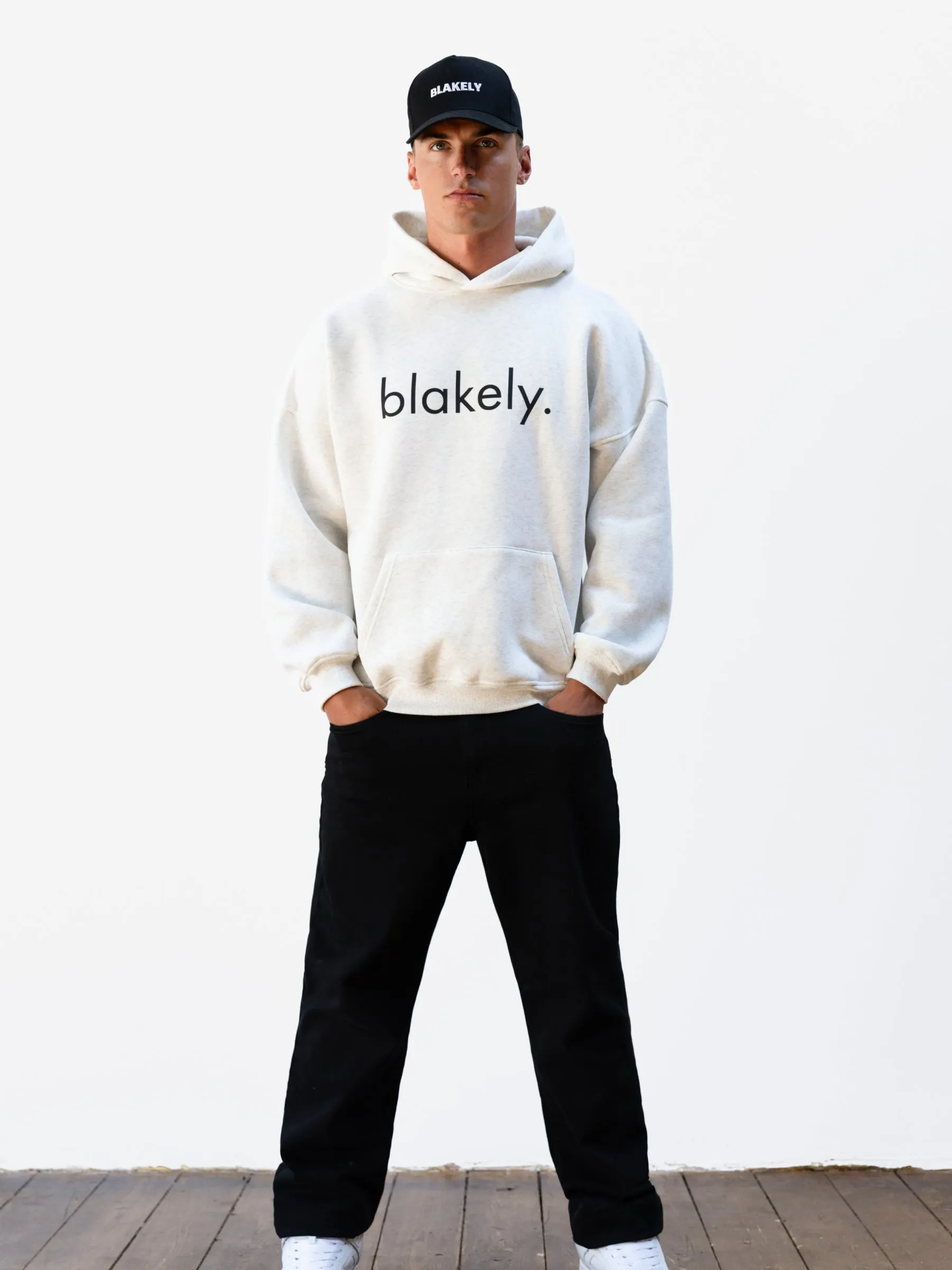 Logo Relaxed Hoodie - Marl White Guinea pig like
