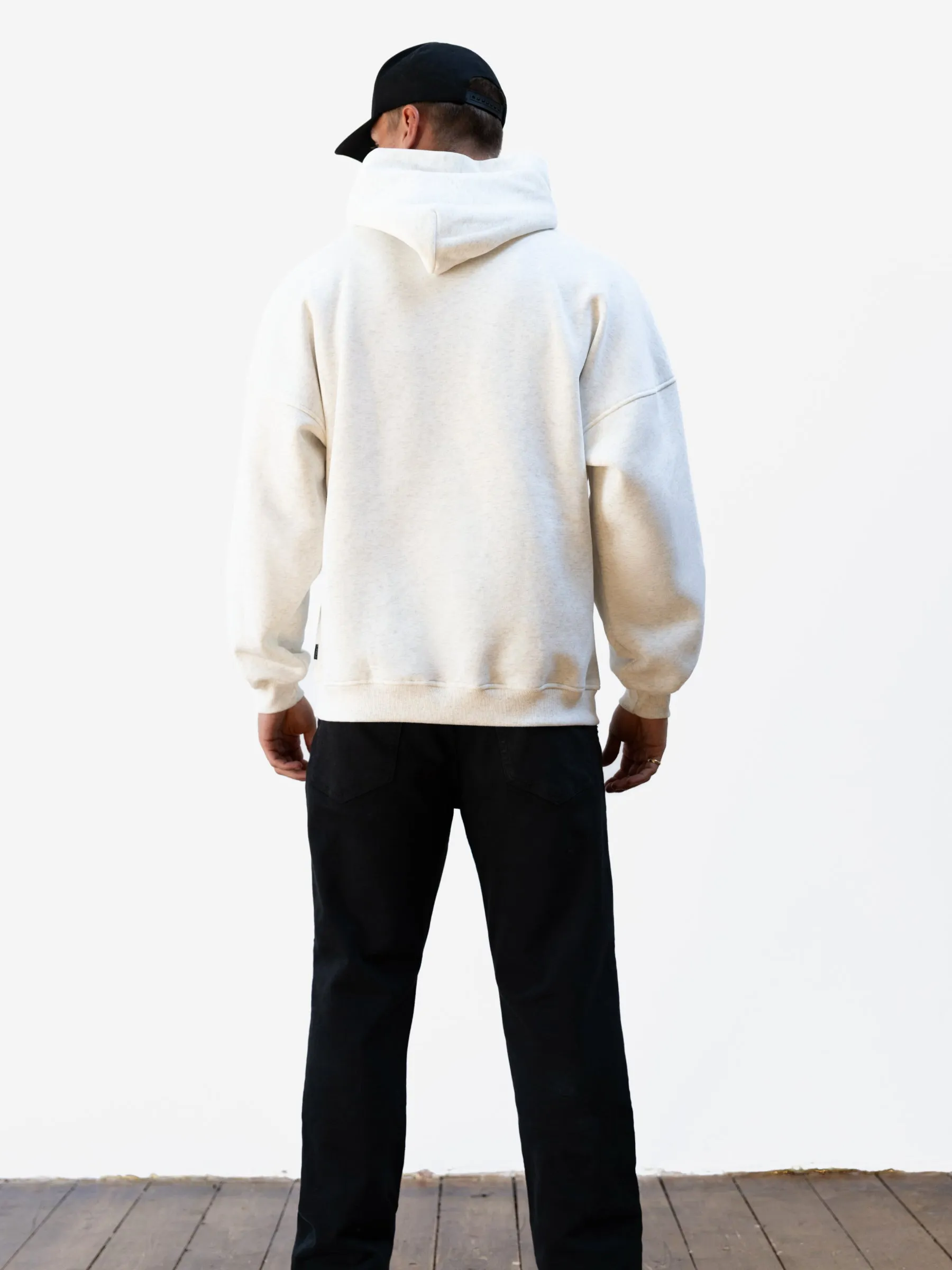 Dragonfly like Logo Relaxed Hoodie - Marl White