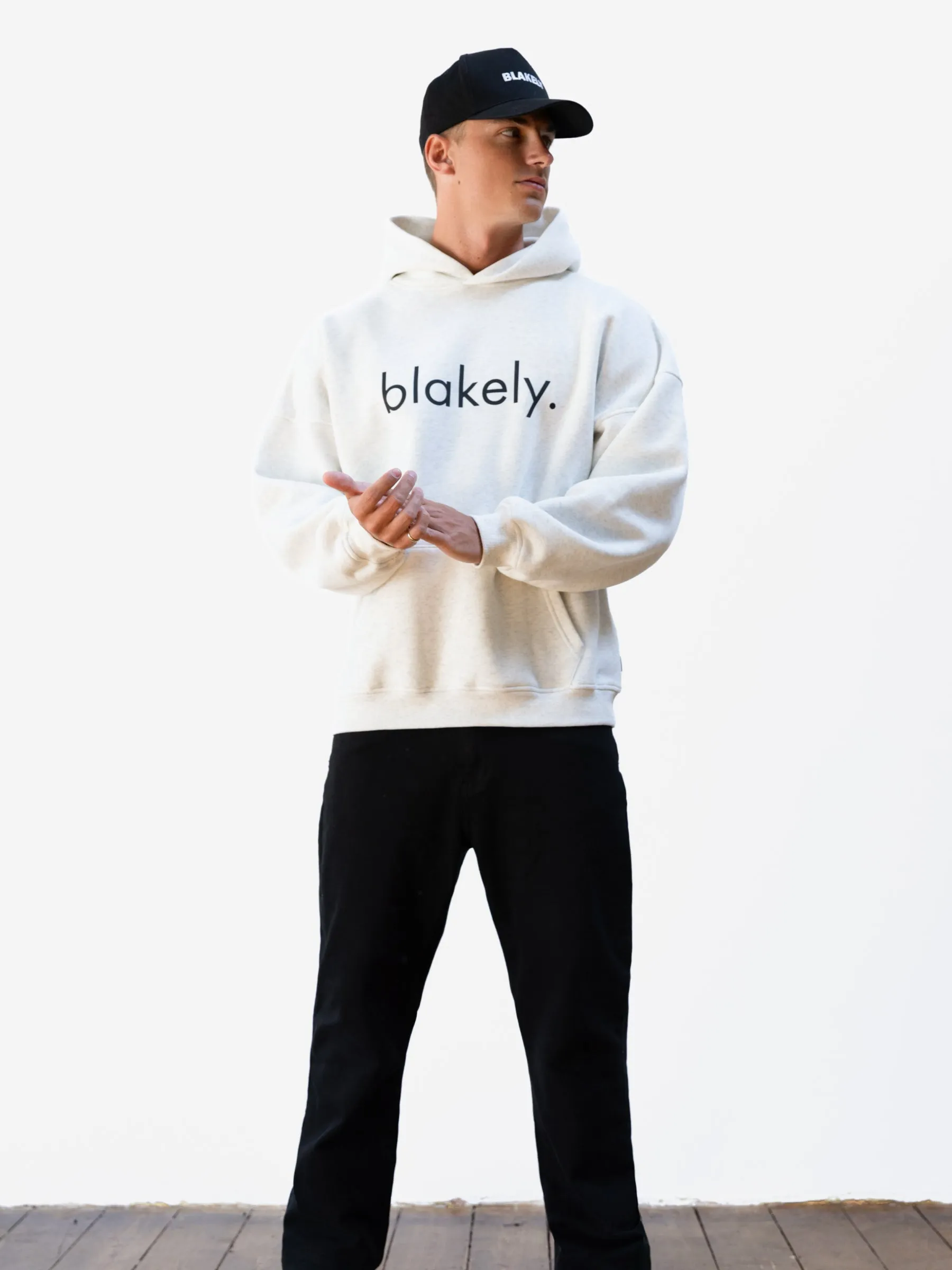 Logo Relaxed Hoodie - Marl White Faux Fur Trim College Outfit