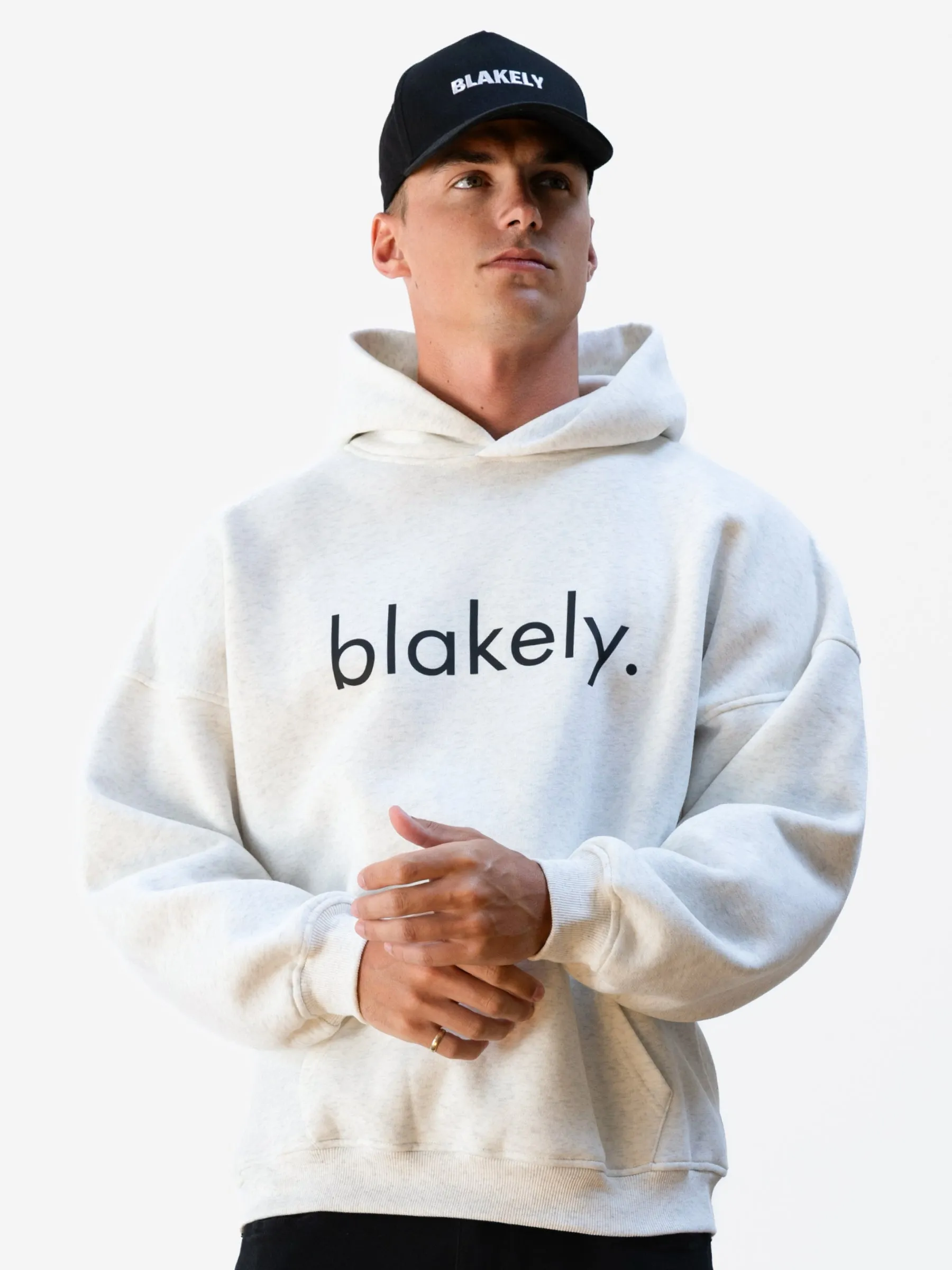 Logo Relaxed Hoodie - Marl White Stylish Comfort