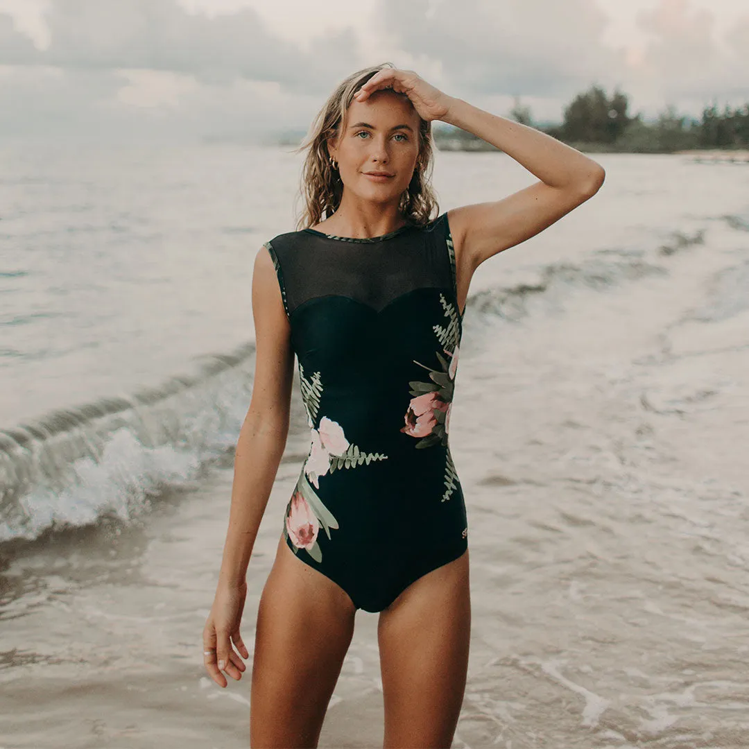Seaside Vacation Saltwater Resistant Material The Maria One-Piece, Carolina