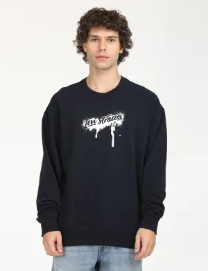 Men's Solid Navy Crew Neck Sweatshirt desert style Water Repellent