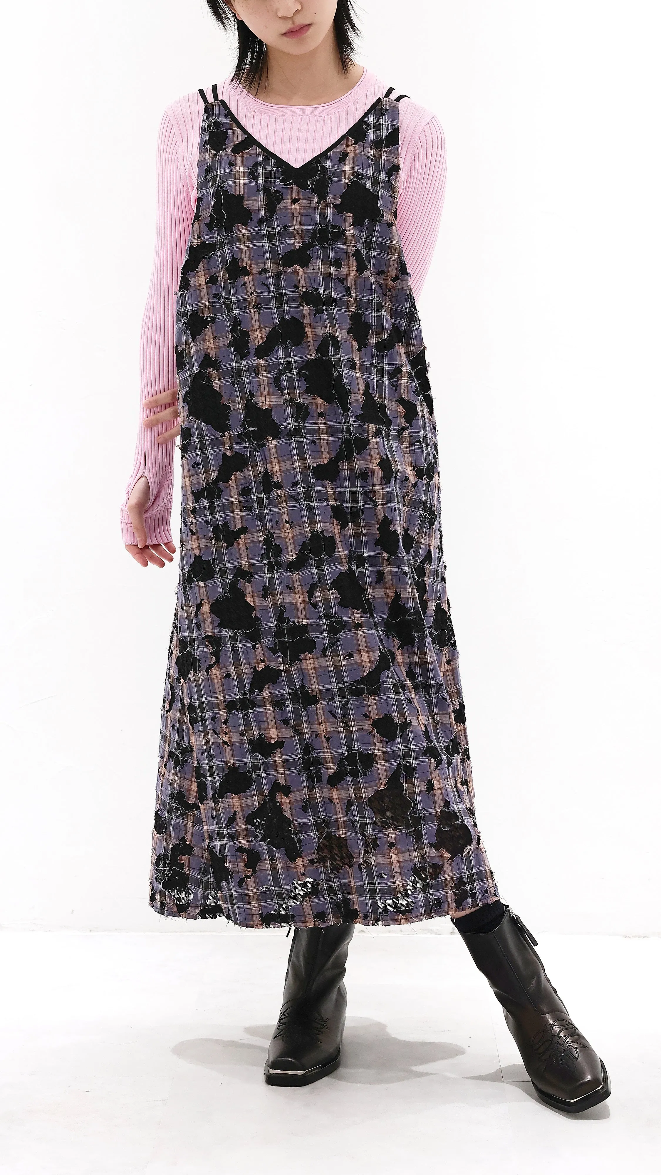 Patchwork Lace Cami Dress Reinforced Edges