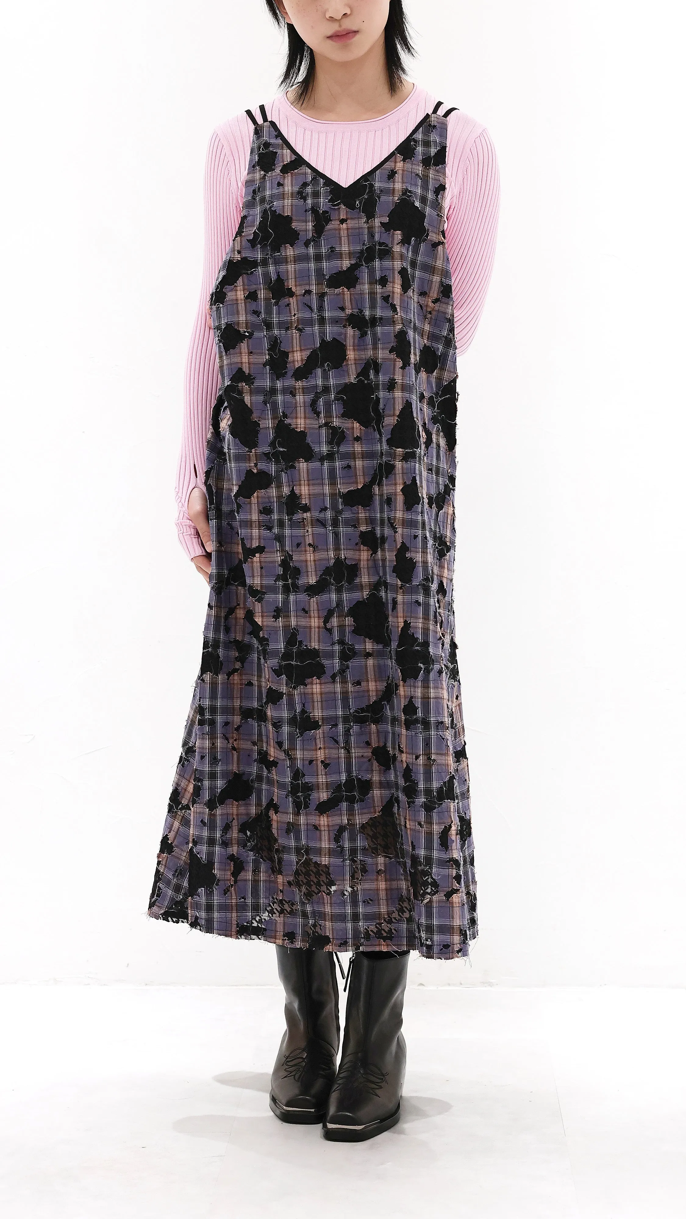 Desk Style AntiPilling Finish Patchwork Lace Cami Dress