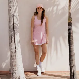 Nature Glow HighVisibility Trim Doubles Tennis Dress, Pink Bliss/White