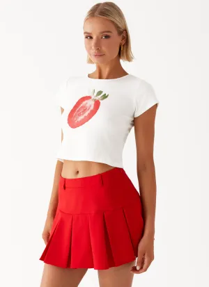Lovers Low Rise Pleated Mini Skirt - Red Machine-washable Simple formal dress