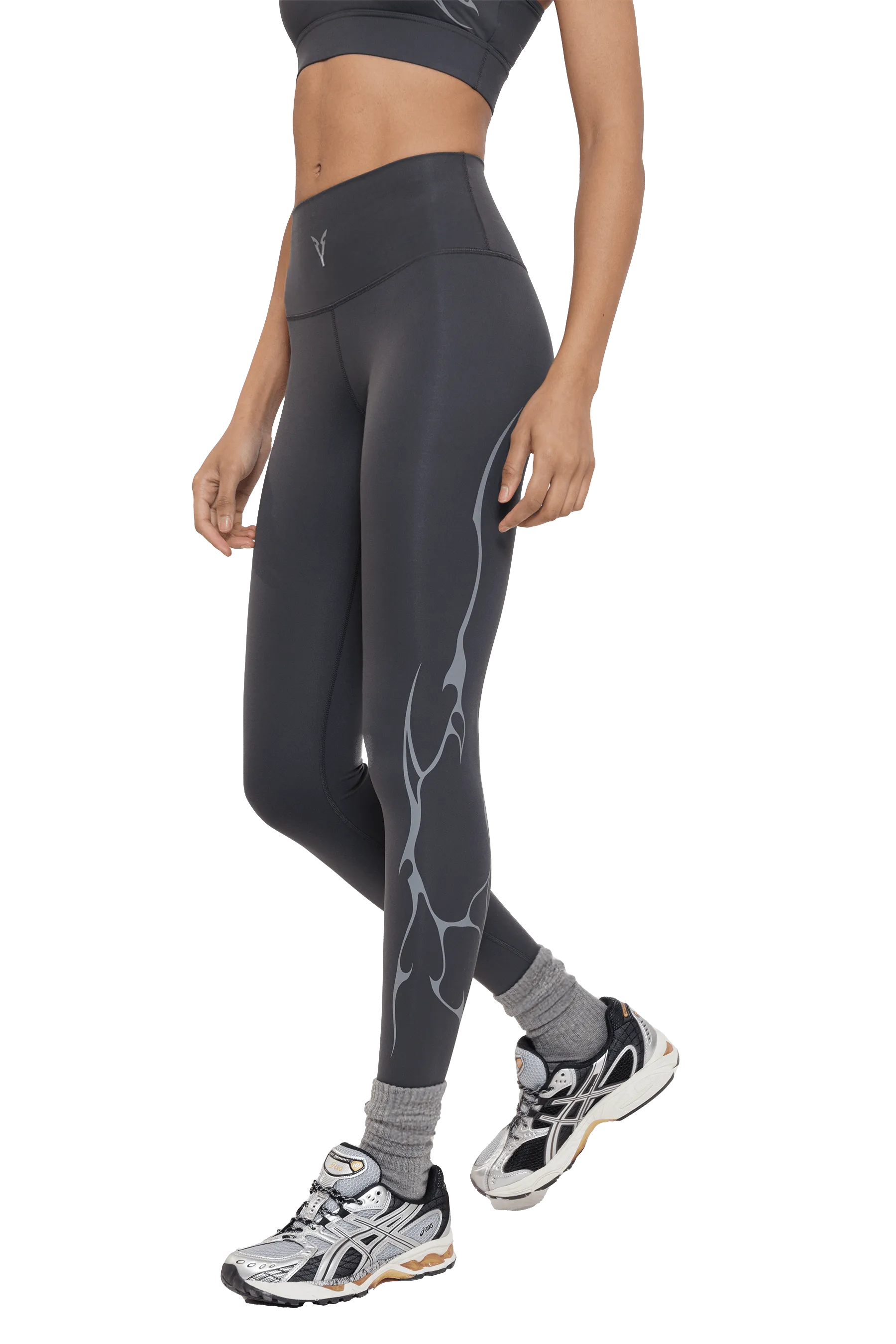 LEGGINGS GRAY VEINS GRAPHIC - GRAY Body Wrap Daily Style
