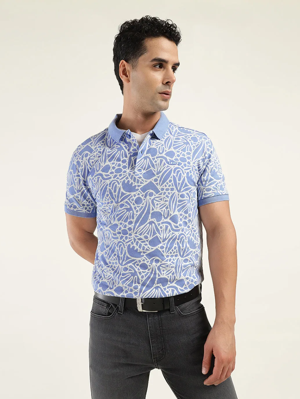 UV Protection Men's Printed Polo T-shirt