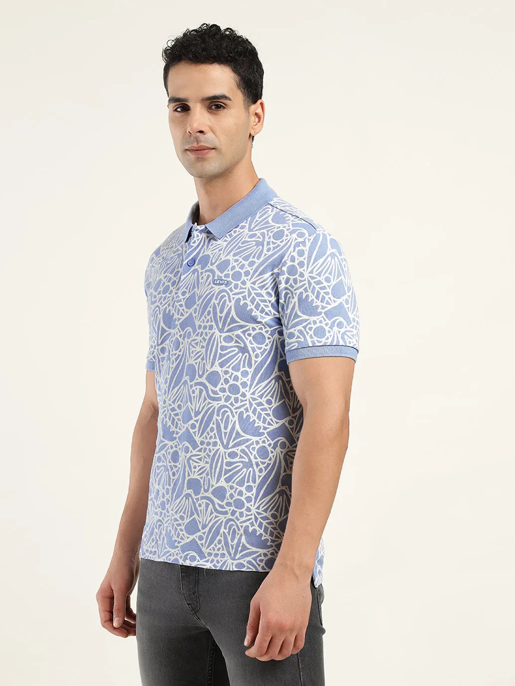 Men's Printed Polo T-shirt NoChafe Collar Lining