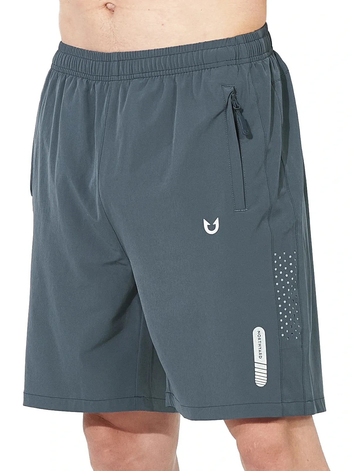 All Day Tear Resistant Fabric Men's Athletic Workout 7 Inch Gym Shorts with Zipper Pocket for Hiking