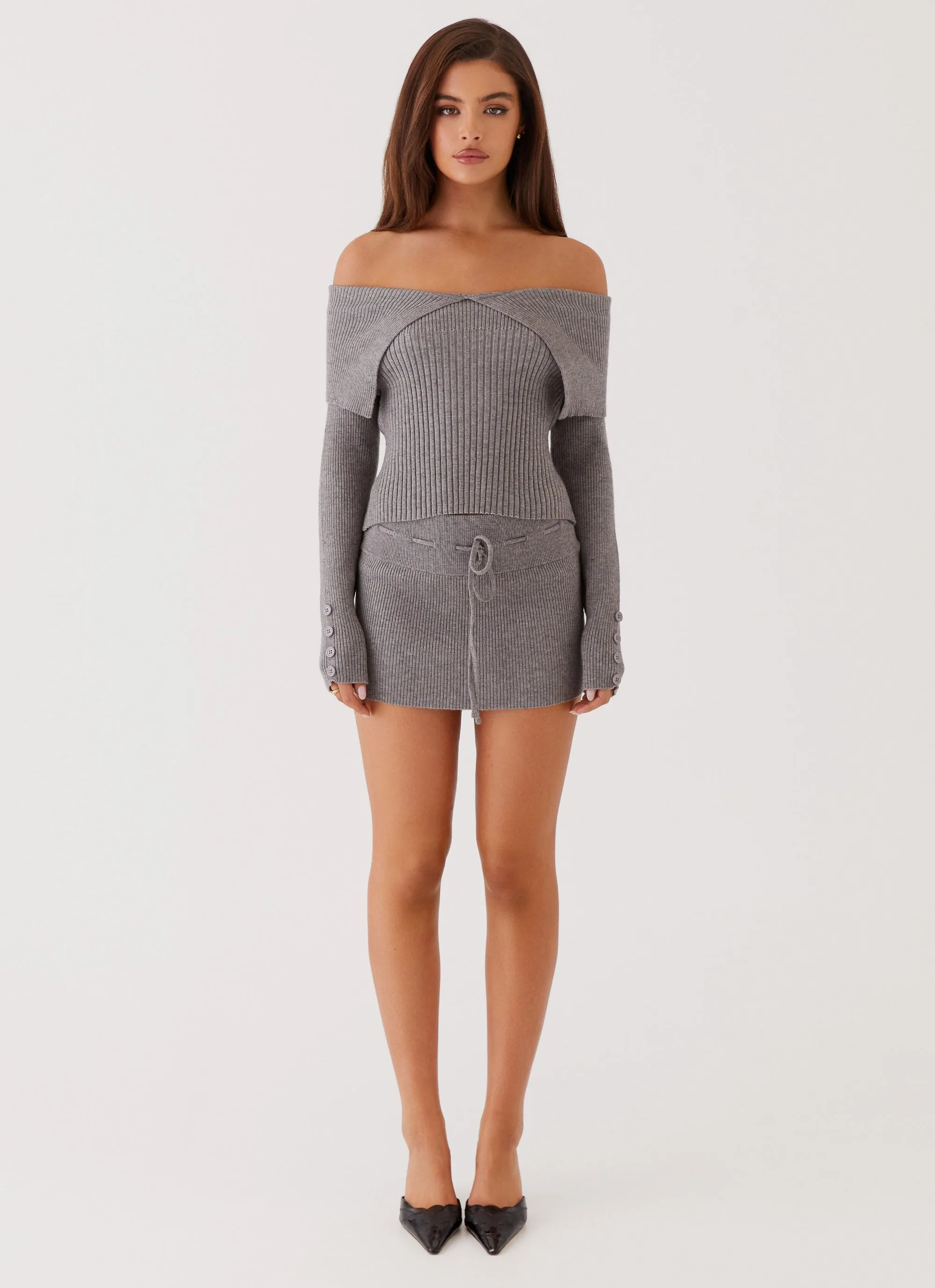 Dance-Party Maura Low Rise Mini Skirt - Charcoal