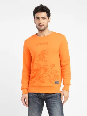 All Purpose Men's Graphic Print Crew Neck Sweatshirt Orange