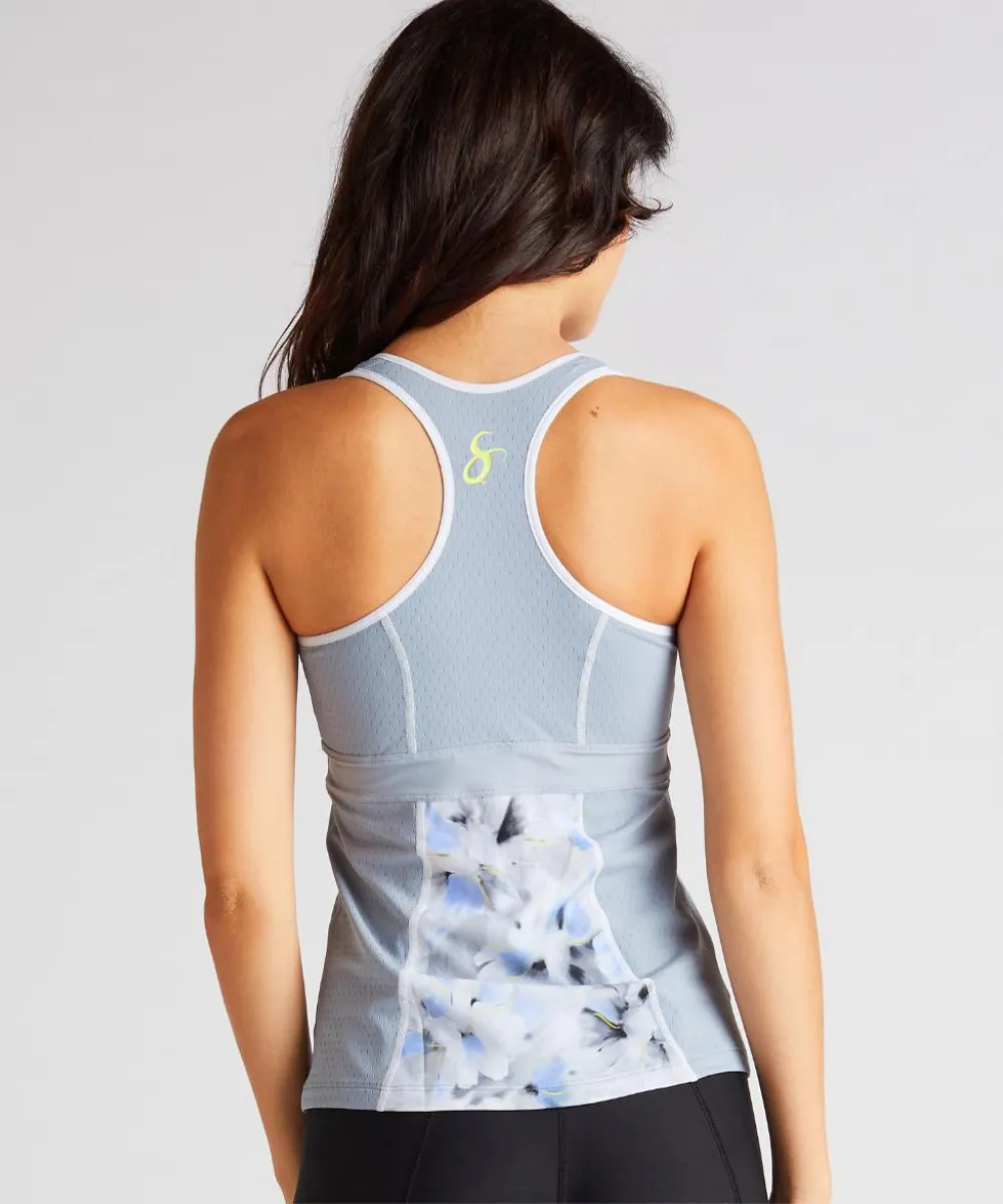 Improvement - possible Layered Side Panels Blurry Bouquet Tank Top w/ Built-In Sports Bra