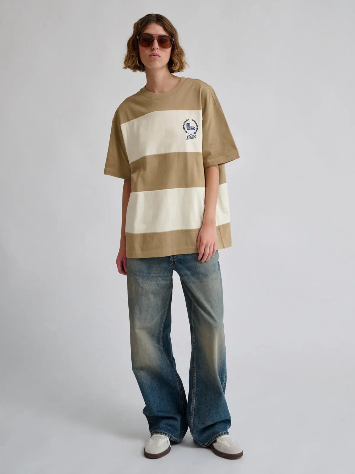 Effortless Fashion Holiday Style Loose T-Shirt S/S Bees Stripe