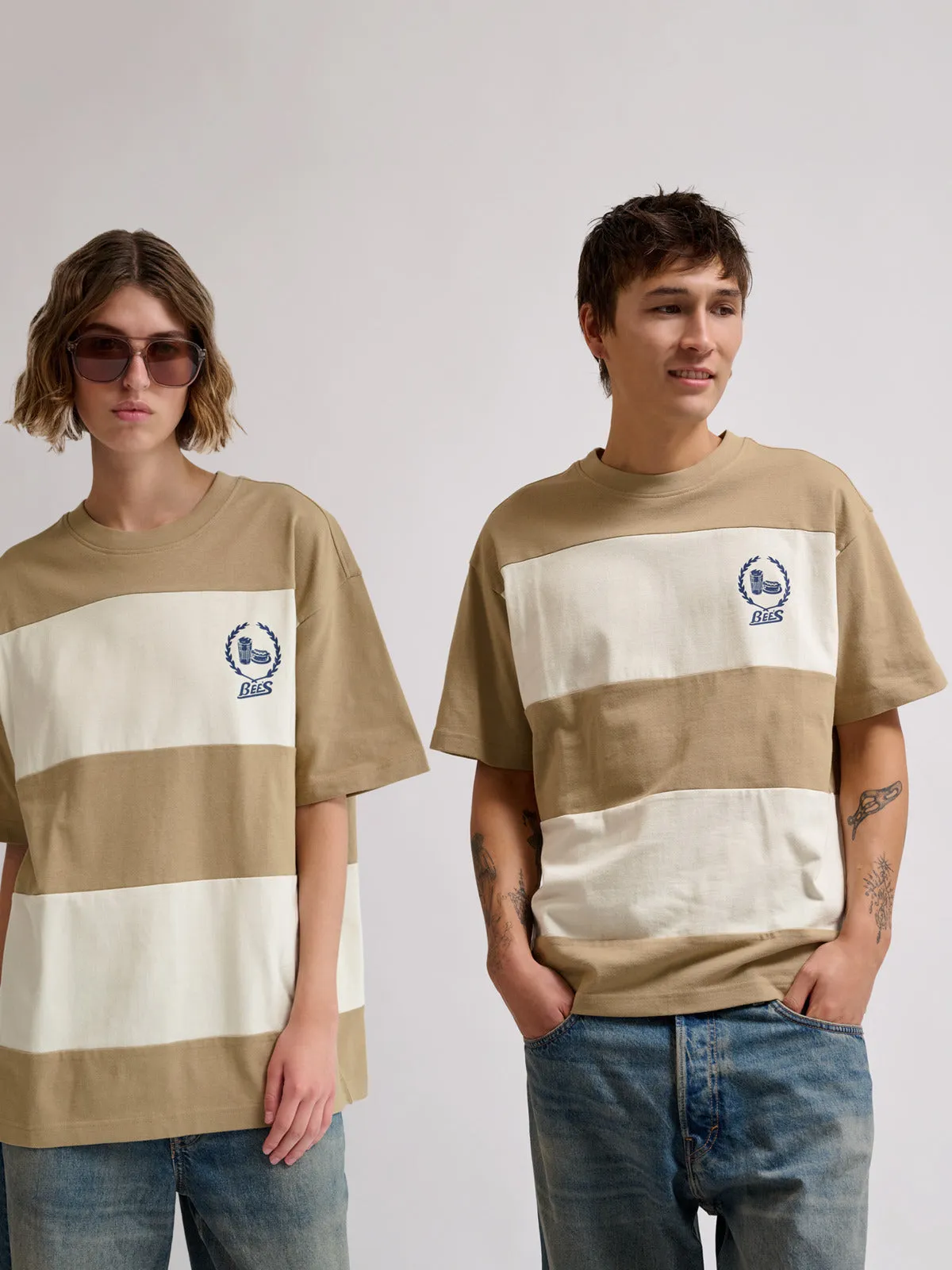 Loose T-Shirt S/S Bees Stripe Soft touch finish