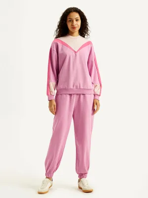 Elastic Free Cuffs Women's Mid Rise Pink?Joggers