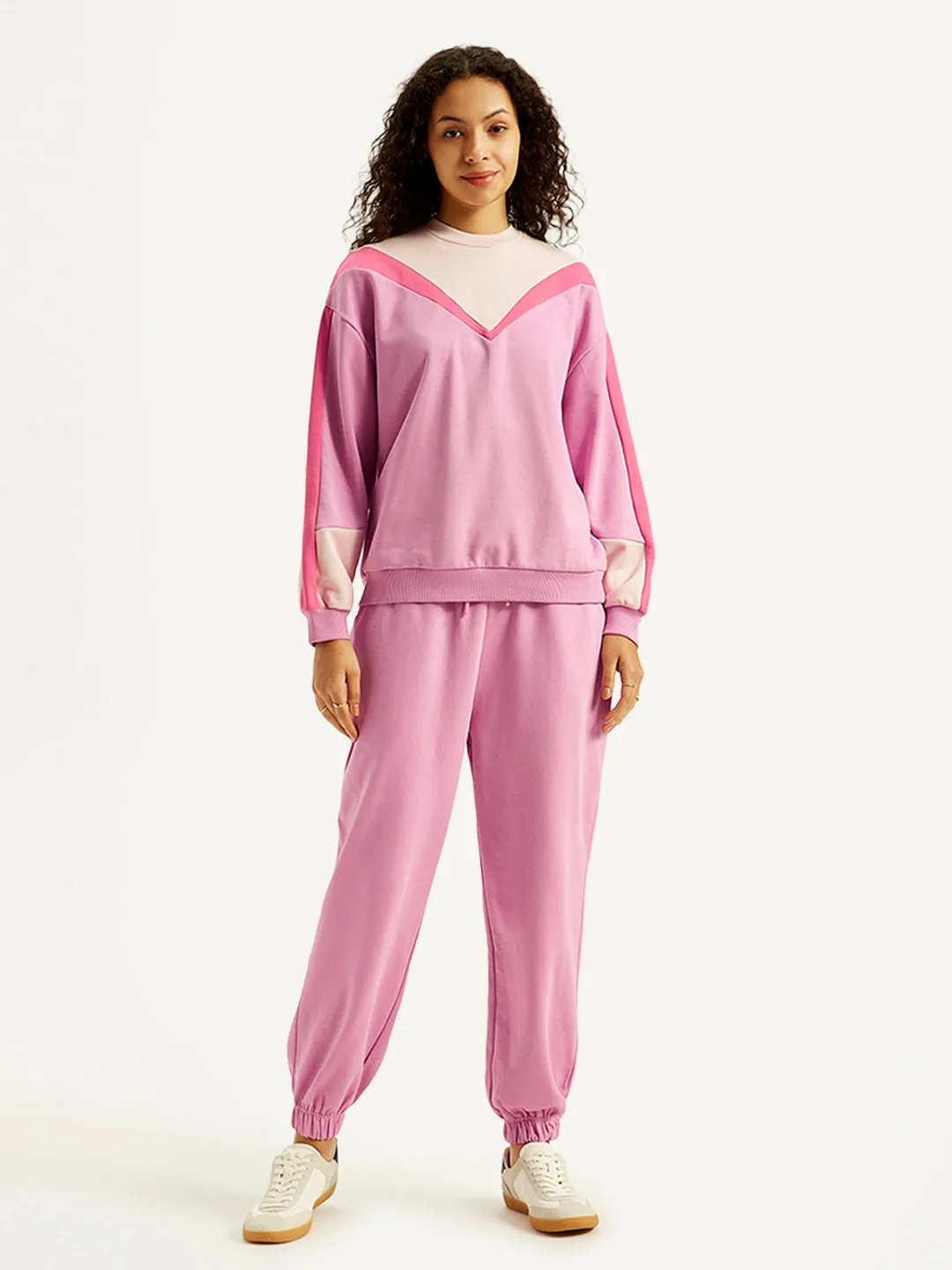 Stretchy Waist Women's Mid Rise Pink?Joggers