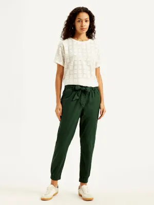 Everyday Style Eco Friendly Dye Women's High Rise Green?Regular Fit Joggers