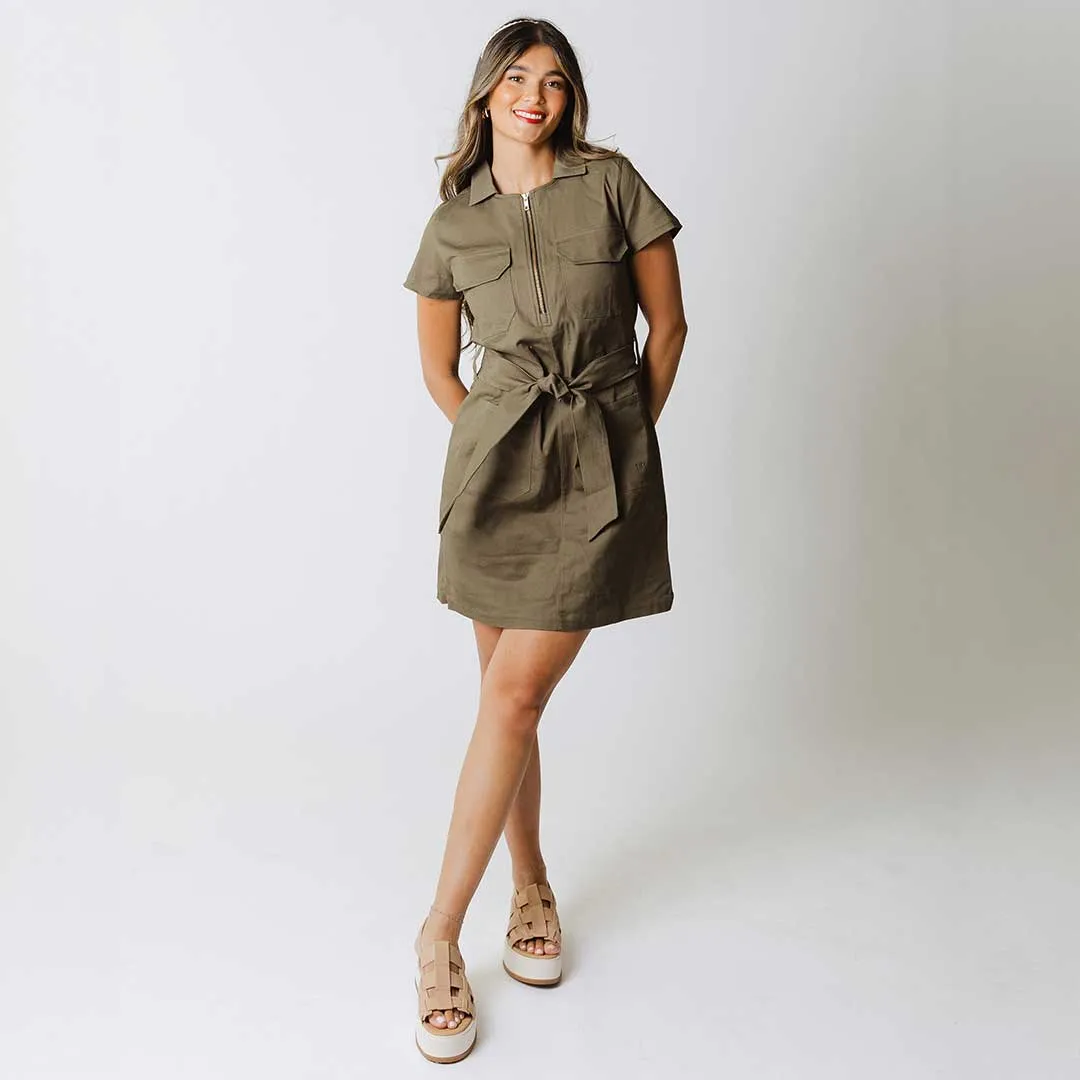 Hamptons Dress, Olive Canvas Relax Mode Design Edge